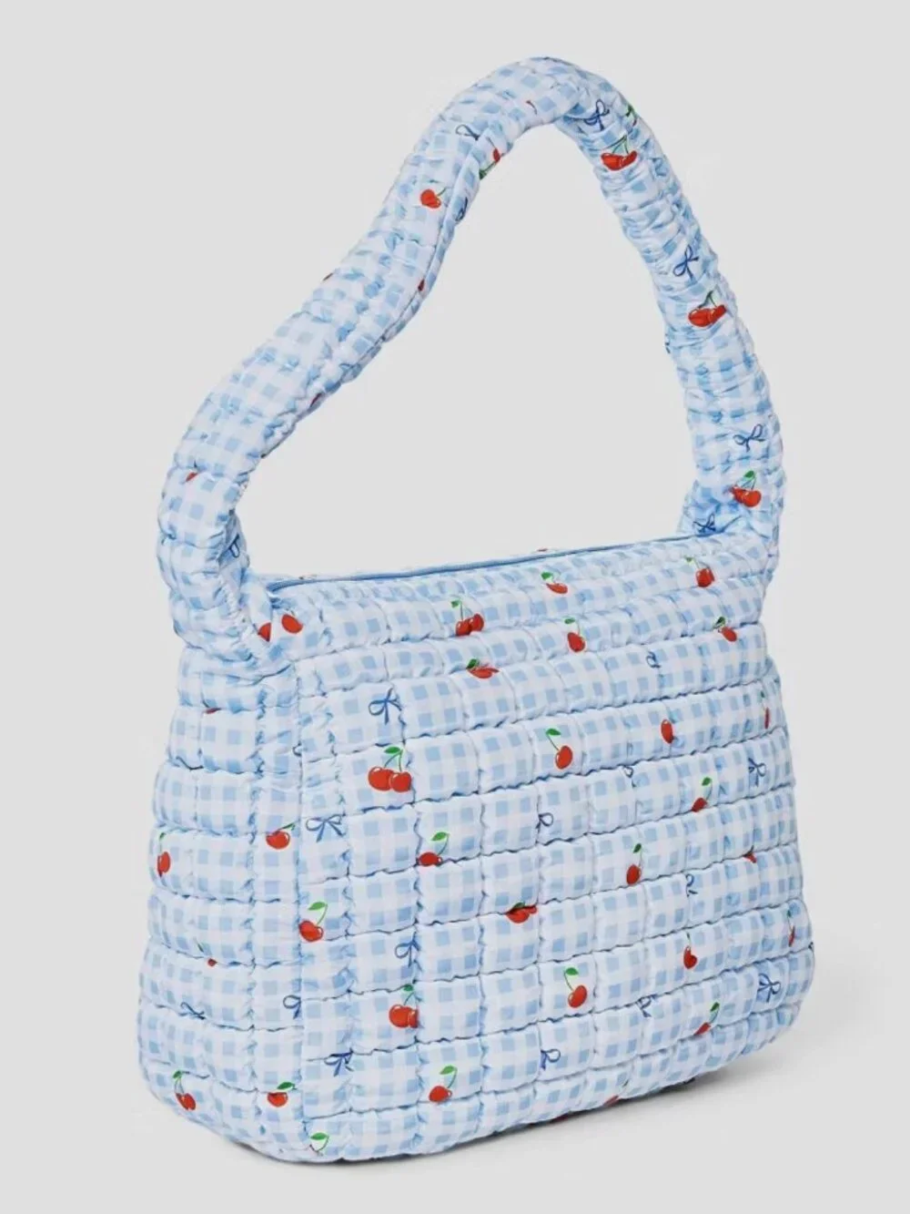 NWT Wild Fable Puffer Hobo Shoulder Bag Tote Purse Gingham Cherry Print